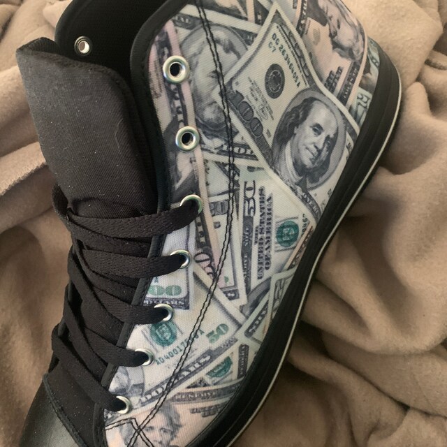Money Shoes Baller Converse Style Shoes Dollar Bills Fan Gift