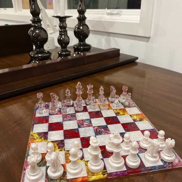 Custom Resin Rainbow Chess Set - Etsy