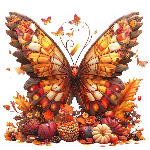 Butterfly Clipart Fall Butterfly PNG Autumn Clipart Fall Decor PNG ...