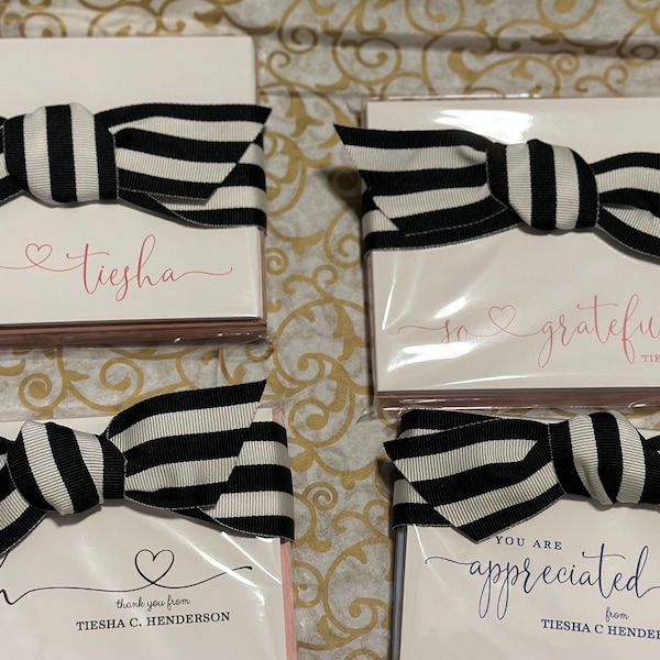 Personalized Thank You Cards, Set of 12 Flat or 10 Folded Cards, Bridal ...