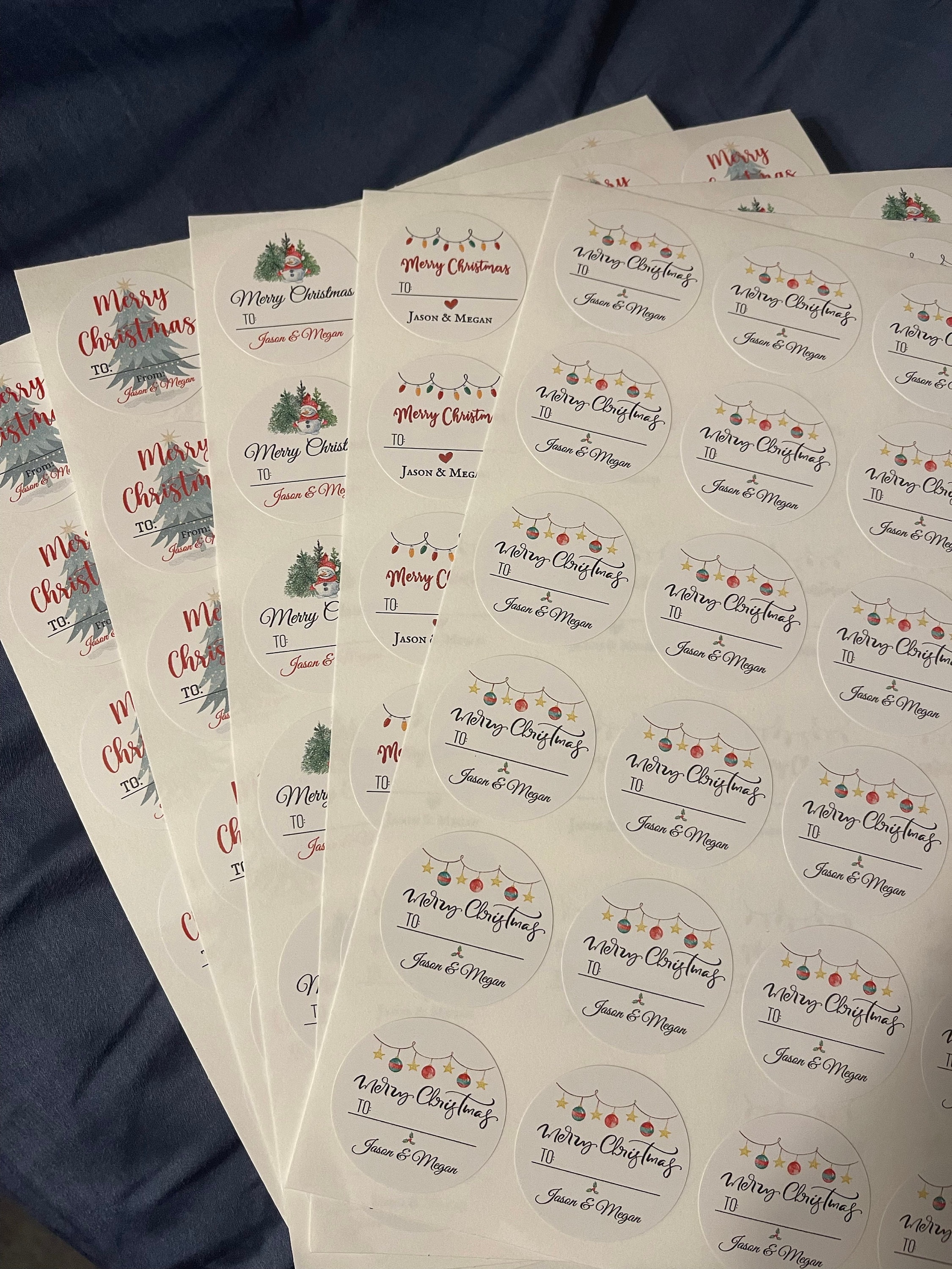 Custom Holiday Labels, Personalized Merry Christmas Labels, Holiday Gift Tags, To/From Sticker, Holiday Gift Label/ Christmas Favor Stickers