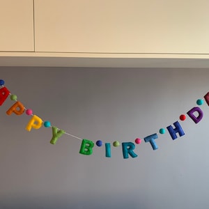 Multi-color Letters Felt Happy Birthday Garland Pure Wool Handmade In Nepal Birthday Bunting Multi-color Letters Felt Happy Birthday Garland Pure Wool Handmade In Nepal Birthday Bunting