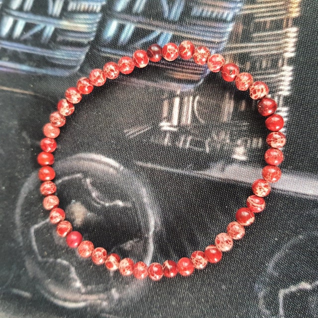 Bracelet Lithothérapie Perles Jaspe Impérial Rouge 10mm