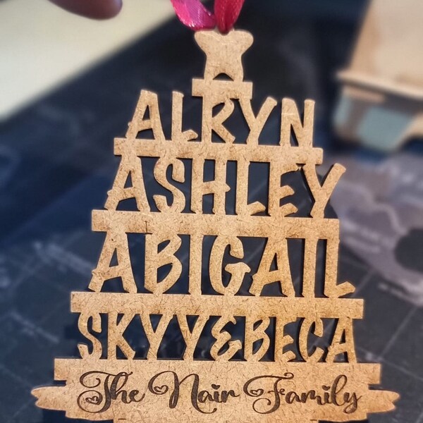 Name Ornament Tree Shape SVG Laser Ready Cut File, Glowforge and ...
