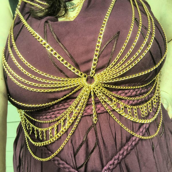 Black Gold Silver Bra Chain- Festival Bra - Bra Top - Body Chain - Rave ...