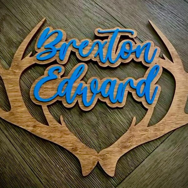 3D Personalized Deer Antler Sign | Boy's Antler Name Sign | Deer ...