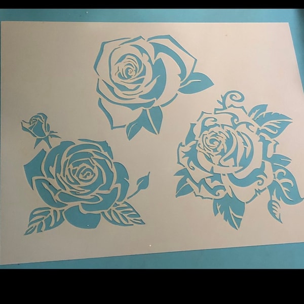 Roses Three Stencil Multiple Sizes FAST FREE SHIPPING (594) - Etsy