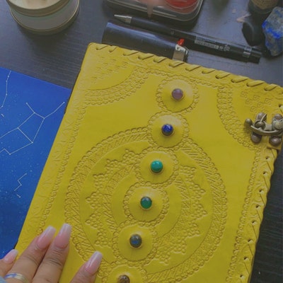 Large Leather Journal – 7 Chakra Stone main image 1