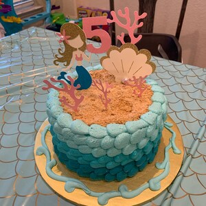 Mermaid Cake Topper With Sea Grass Mermaid Cake Topper The Etsy