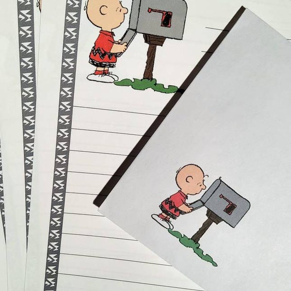 Lined Stationery Set Snoopy and Woodstock Stationary Writing Paper 12 ...