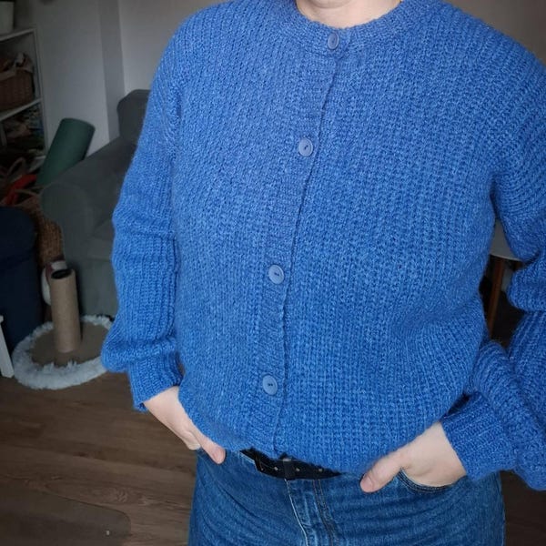 Crochet Ribbed Cardigan Pattern: Easy Crewneck Design (PDF Pattern) - Etsy