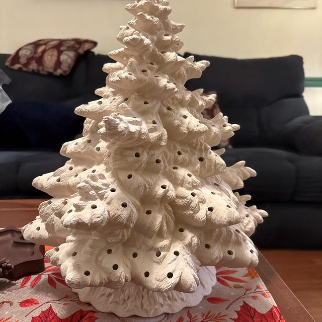 Unpainted 16.25 in Fraser Fir Ceramic Christmas Tree | Vintage
