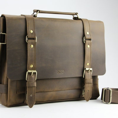 Mens Leather Laptop Briefcase, Leather Office Bag for Man, MacBook ...