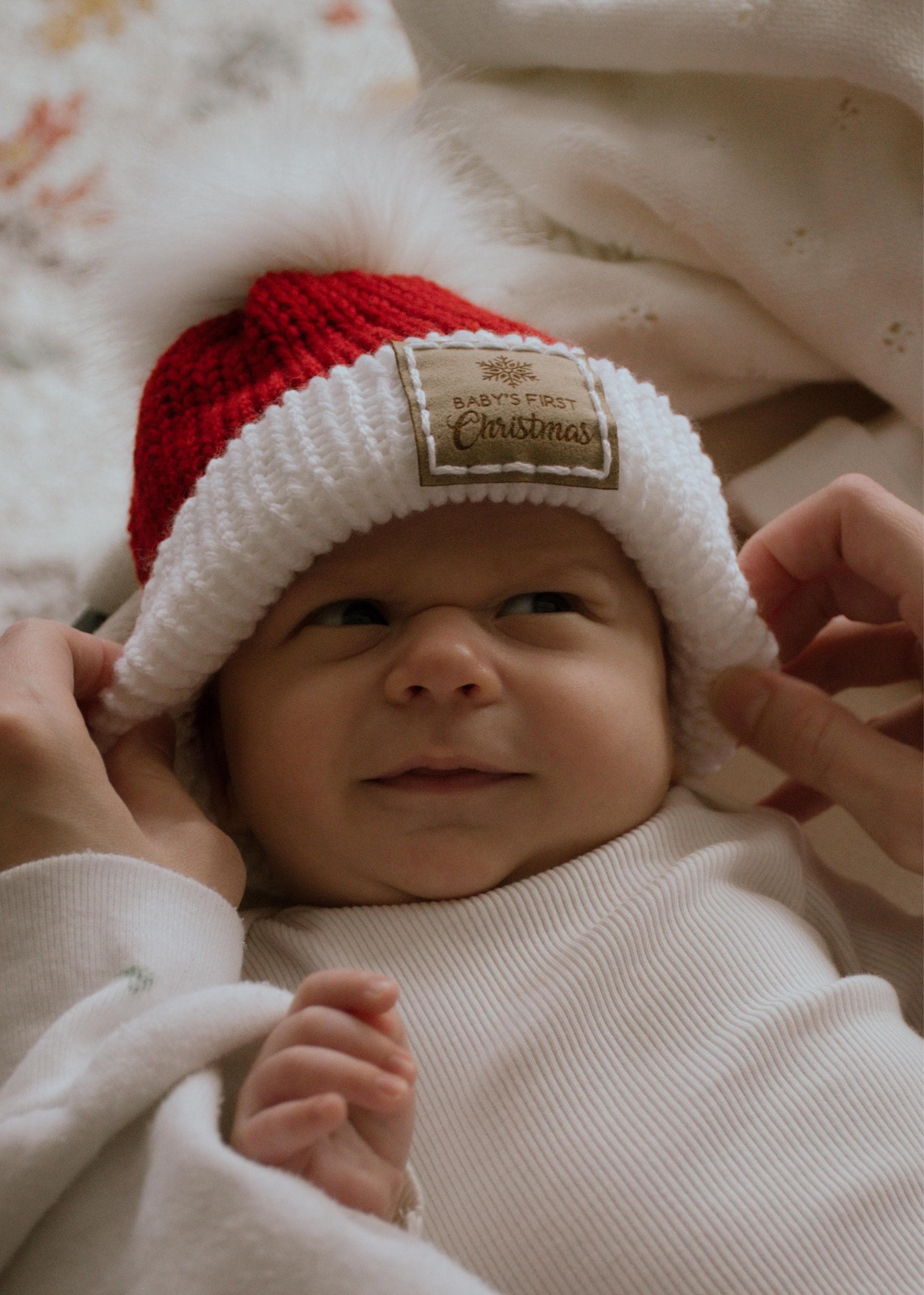 Baby's First Christmas Beanie & Booties Set - Knit Baby Beanie - Crochet Baby Booties - Baby's First Outfit - Going Home Outfit - Baby Gift