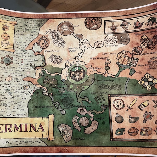 Map of Termina From Legend of Zelda, Majoras Mask - English or Hylian ...
