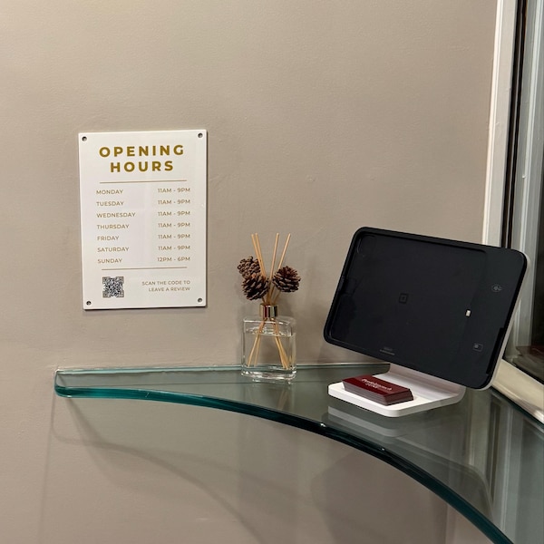 Custom Printed Acrylic Business Hours Sign, Personalised Shop Opening ...
