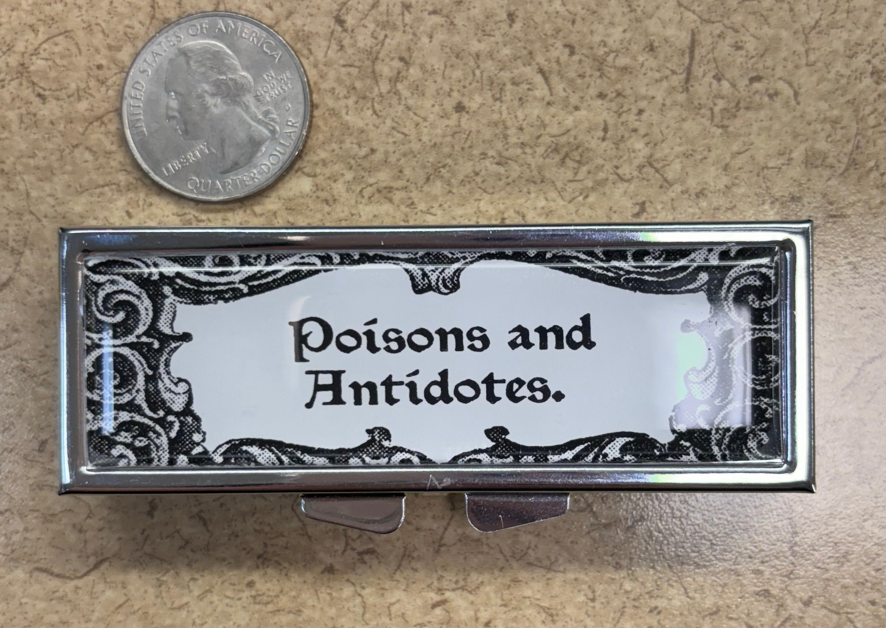 Poisons and Antidotes Pill Box -  SteamPunk, Gothic, Curious, Strange and Unusual, Gifts, Trinket Box, Pill Case, Pill Holder, Travel Size
