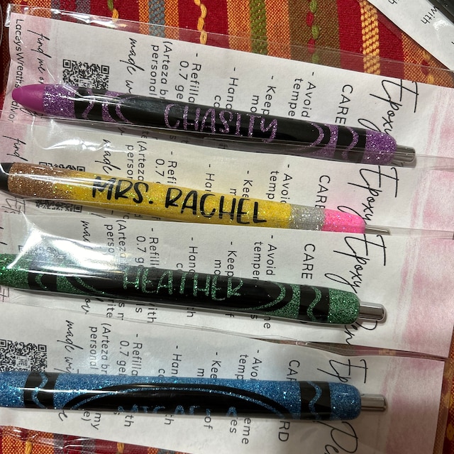 Custom Teacher Crayola Crayon Epoxy Pens 