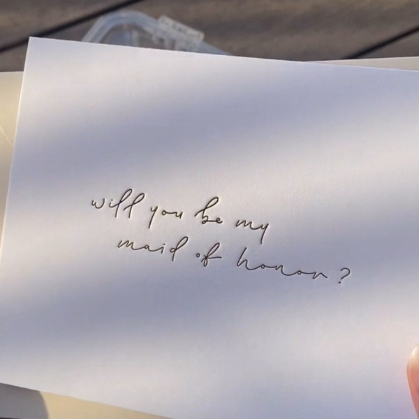 MAID OF HONOR Proposal Card 100% Cotton | Foil Pressed - Etsy