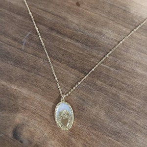 Gold Sacred Heart Mother of Pearl Dainty Necklace