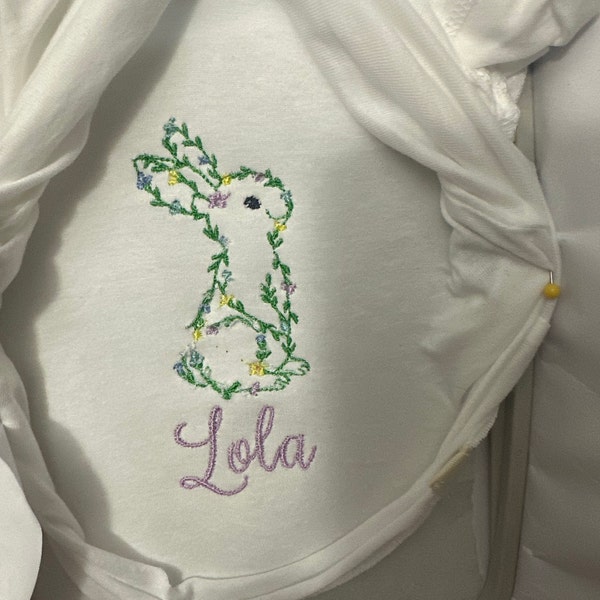 Floral Outline Bunny 5inch Embroidery Design Cute Rabbit Machine ...
