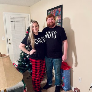 CHEST NUTS CHESTNUTS Matching Christmas Pajamas Funny Matching Couples ...