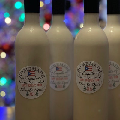Coquito Labels puerto Rican Flag Personalized Homemade Coquito Holiday ...
