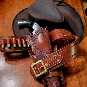 Western Cheyenne Style Holster and Cartridge Belt Combination-saa 