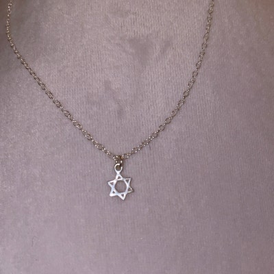 Star of David Necklace, Sterling Silver Magen David, Tiny Silver Star ...