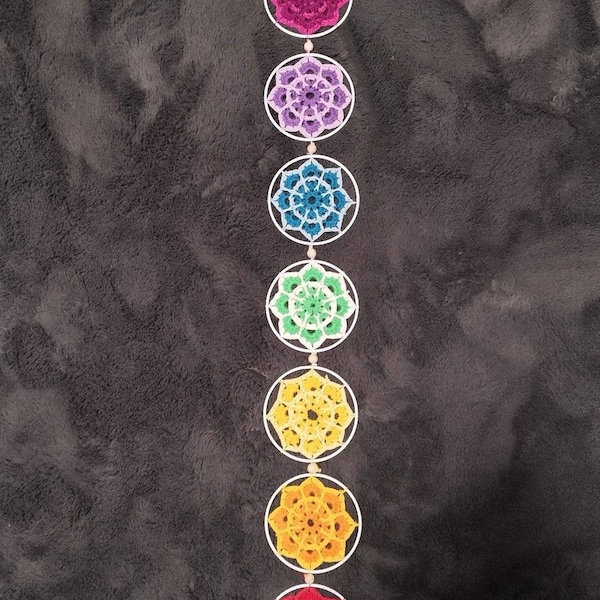 Chakra Flower Mandala Crochet Pattern (PDF): Boho Wall Hanging Doily ...