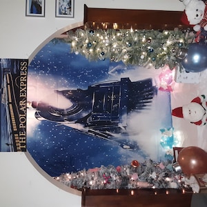 Polar Train Christmas Photography Backdrop - 7x5ft Winter Holiday Photo Booth Background