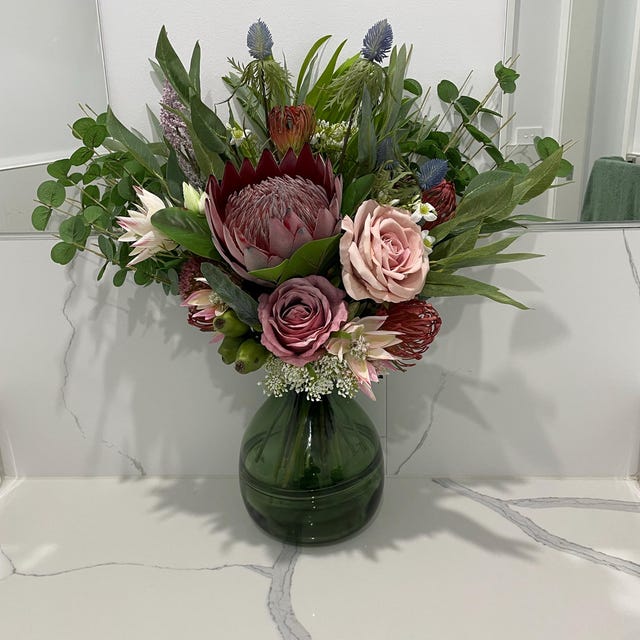 Native Red King Protea Bouquet 38cmw | Hand-tied Native Flower