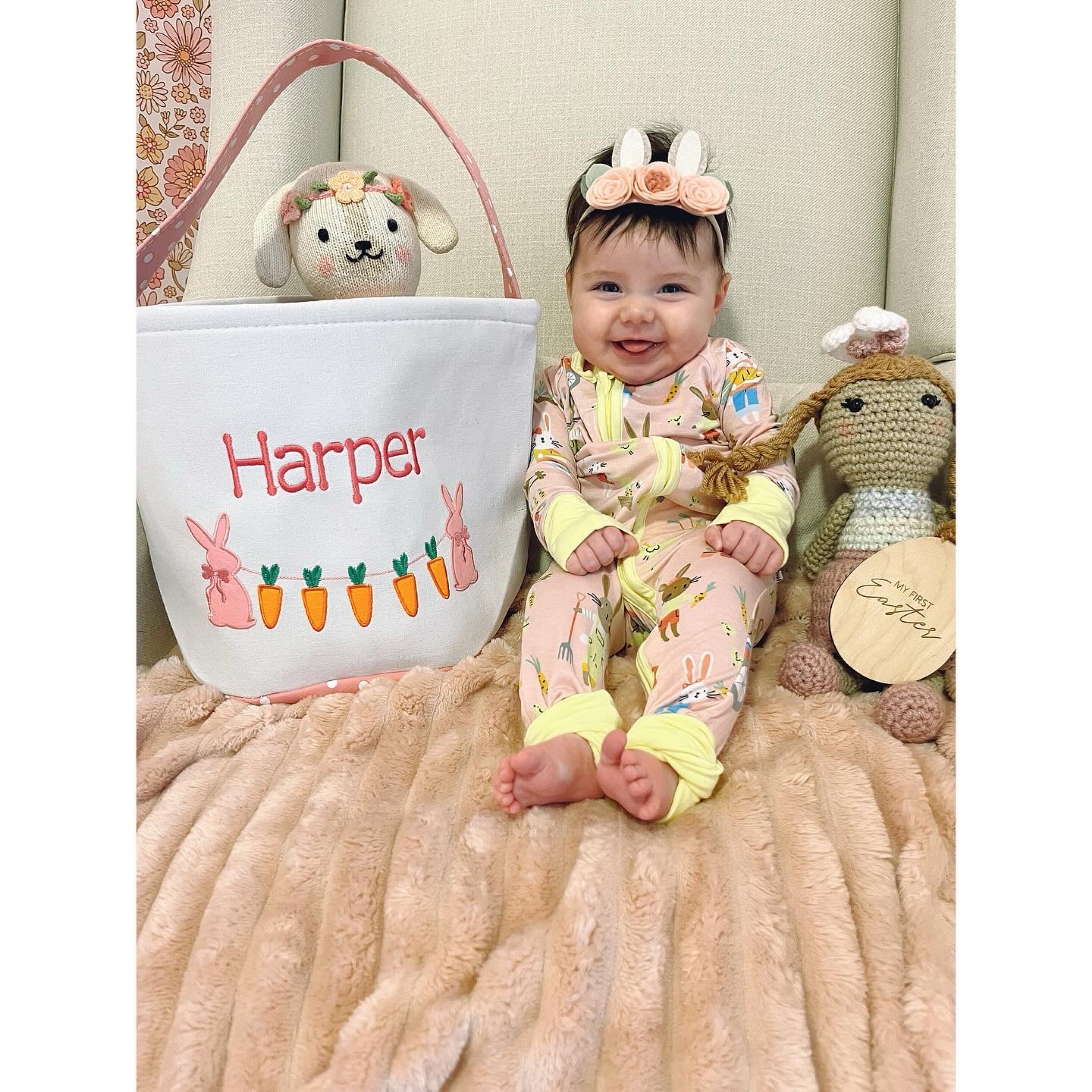 Easter basket, Personalized Easter Basket, monogram easter basket, girls basket, boys basket, girls easter basket, embroidered, rabbit