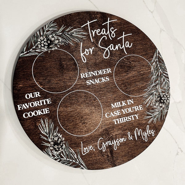 AnyDesign Dear Santa Cookie Plate - 10 Inch Round Christmas Treat Tray For Cookies & Milk, Plastic Serving Platter