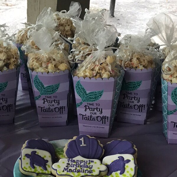 Let's Be Mermaids - Baby Shower or Birthday Party Favor Popcorn Treat ...