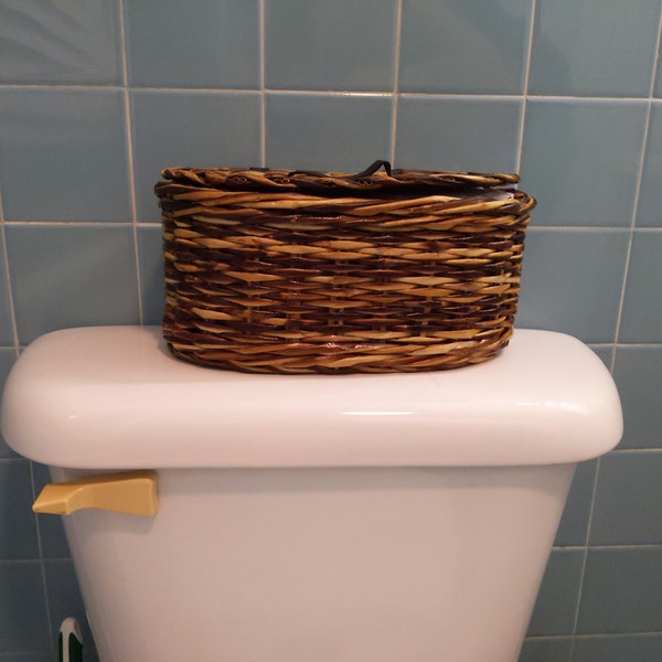 Mega Roll Toilet Paper Storage, Toilet Roll Holder Basket Lidded, TP Wicker Stand, Toilet Tissue ...