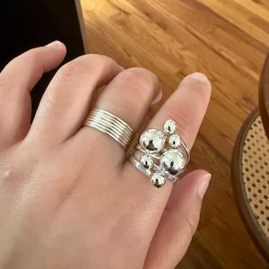 Sterling Silver Ball Ring, Bubbles Ring, Spheres Ring