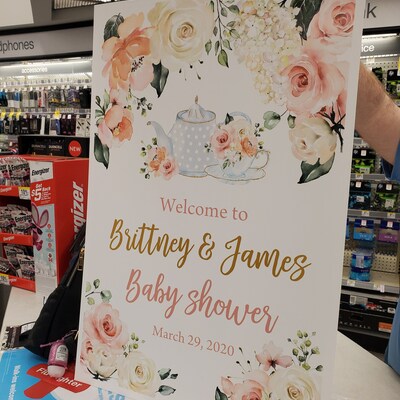 Tea Party Birthday Welcome Sign Bridal Shower Floral High Tea Party