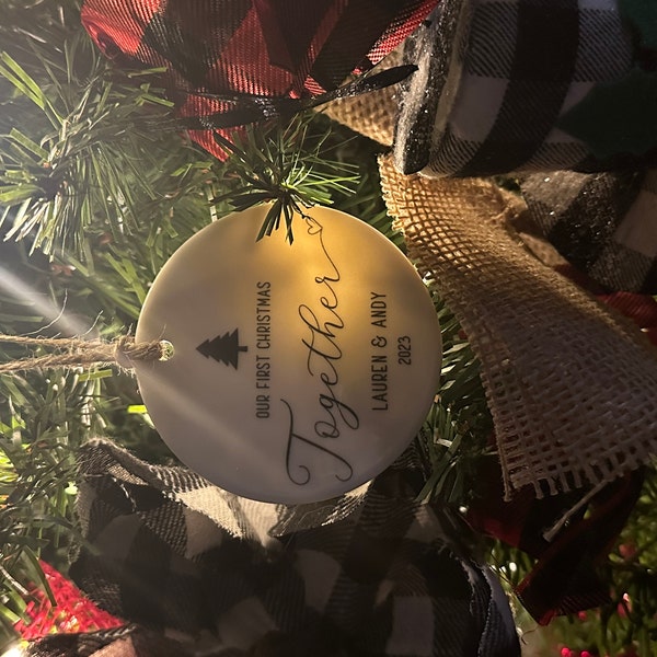 Personalized Christmas Ornament Name and Date or Year Ceramic Custom