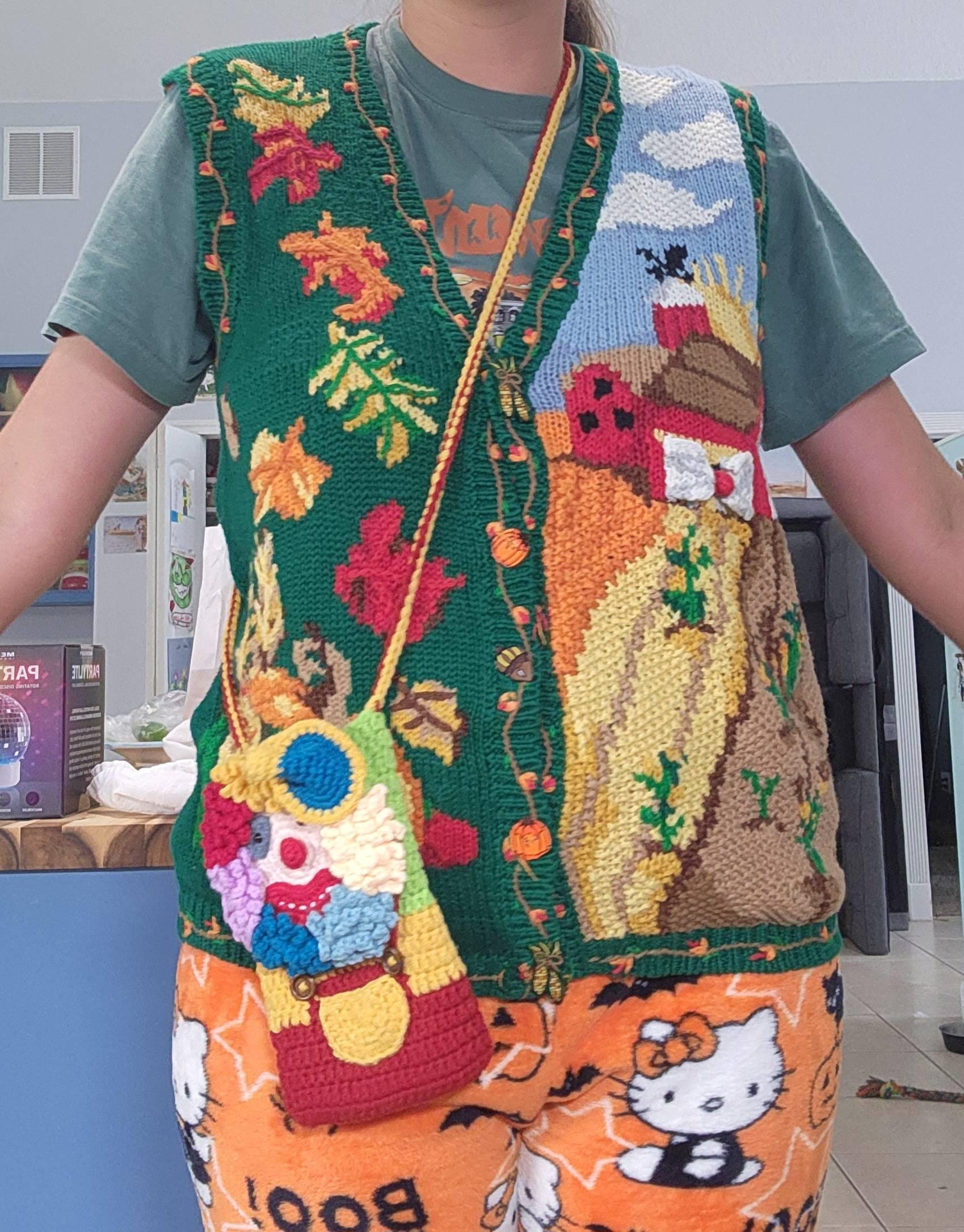 Handmade Crochet clown  phone bag,ugly phone case，crochet bag | personalized trick or treat bags | adult halloween costume | Christmas gift|