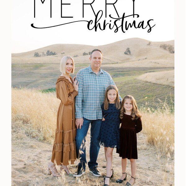 Photo Christmas Card : Merry &amp; Bright Chalkboard Custom Photo Holiday ...