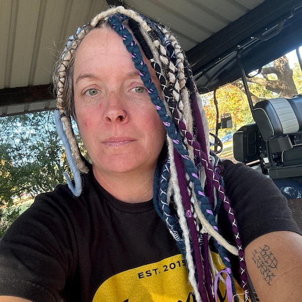 Wool Dreadlocks Ombre Black-purple, Ombre-black-blue Navy Braids ...