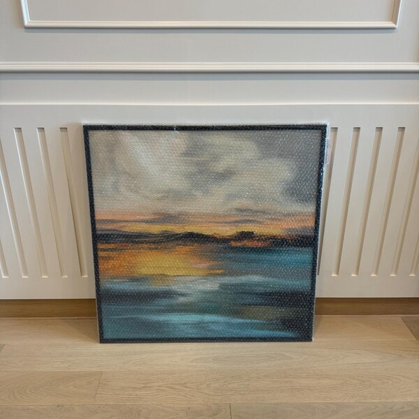 Extra Large Green & Orange Abstract Painting, Original Canvas Wall Art ...