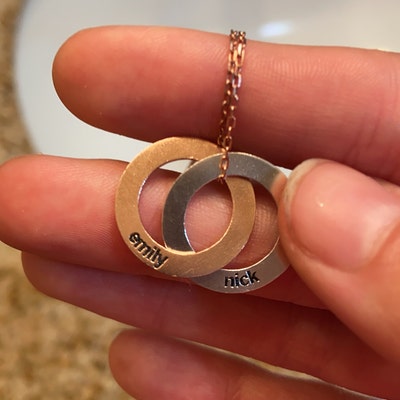 Custom Family Necklace Personalized Linked Circle Necklace Interlocking ...