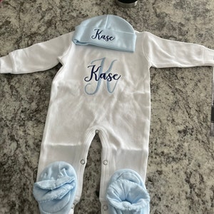 Baby Boy Coming Home Outfit Newborn Personalized Romper Optional Hat ...