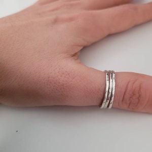 3 Delicate Stacking Rings . 9k Solid Gold and 925 Sterling Silver Bands ...
