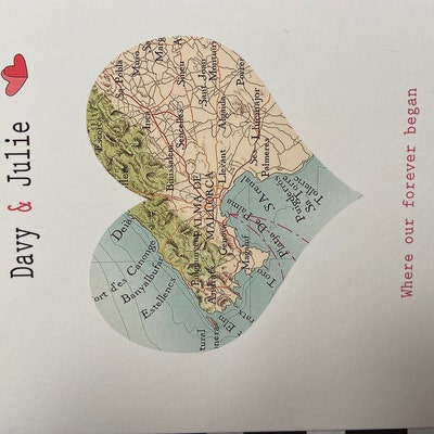Special Location Map Card Personalised Anniversary Card - Etsy UK