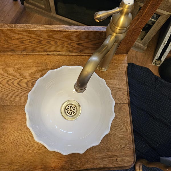 Timeless 14k Gold-rimmed Ceramic Wash Basin - Luxury Finish - Etsy