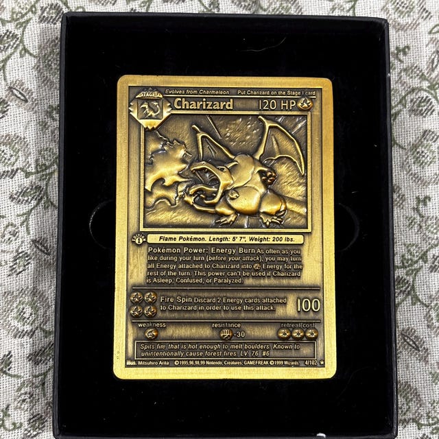 Charizard 1st Edition Gold Pokemon Collectible Metal Card (shipped From  Indonesia) - Etsy