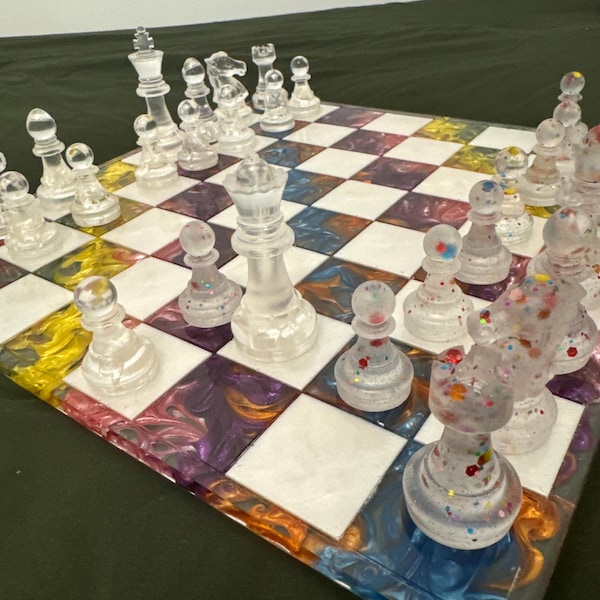 Custom Resin Rainbow Chess Set - Etsy